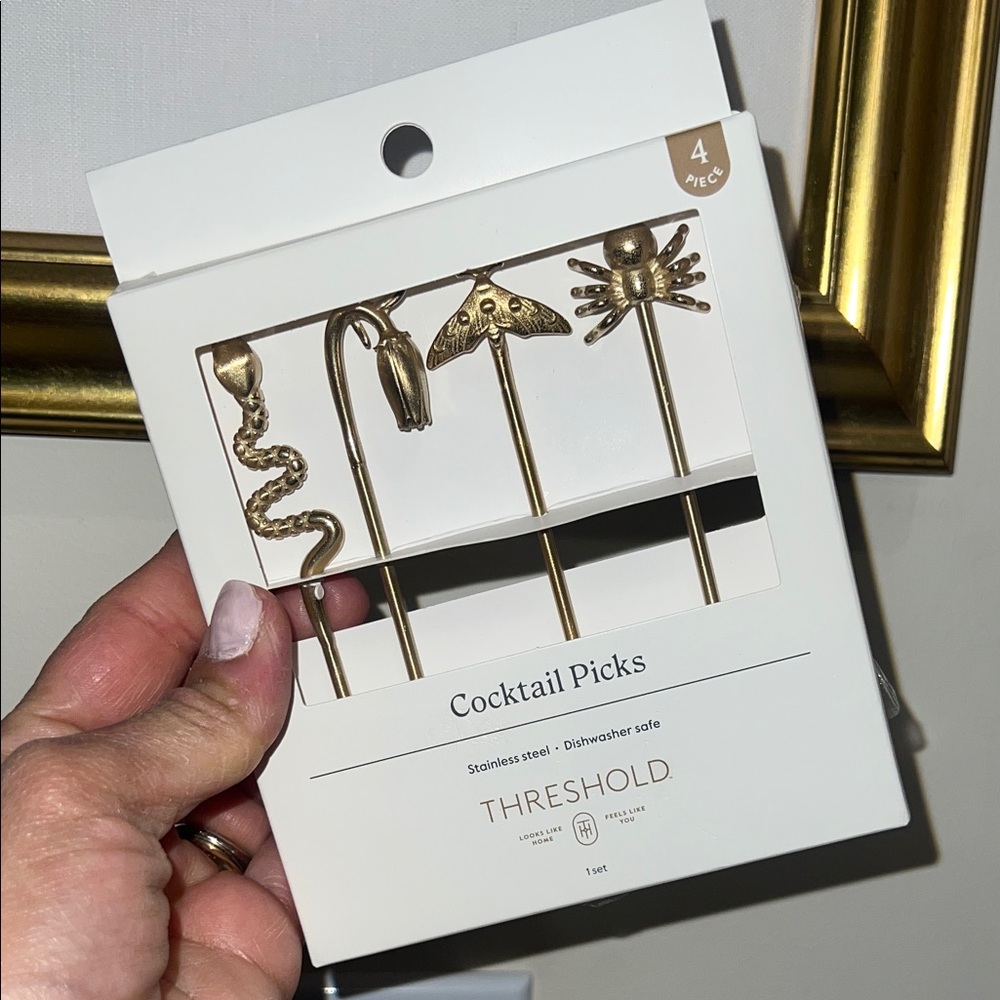 Threshold Metallic Gold Animal & Bug Cocktail Picks - 4 Piece Set